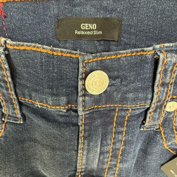 NEW True Religion Geno Big T Flap Slim Jean Men Size 29 $199 Dark Roper Wash - Picture 7 of 14